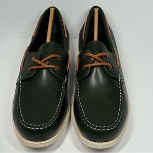 Club Room Men's Elliot Boat Shoes Dark Green Size 9.5US Faux Leather Lace Up NWB